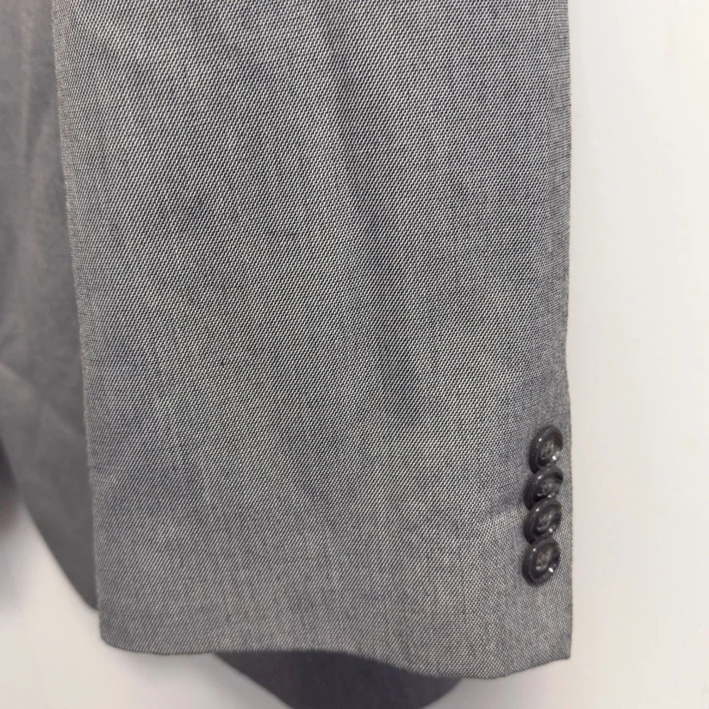 Sean John Mens Gray 3-Button Suit Jacket Blazer 46R Sharkskin Lined Formal